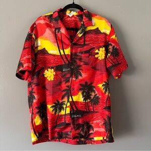 Royal Creations Hawaii Short Sleeve Button Down Shirt | Red‎ Sunset